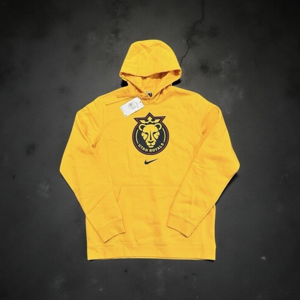 Nike Utah Royals FC Hoodie Men Medium Yellow Gold Club Fleece NWT M31777D NWSL